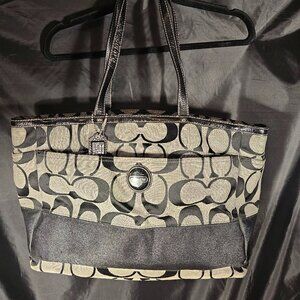 Coach cloth and leather travel\tote bag.